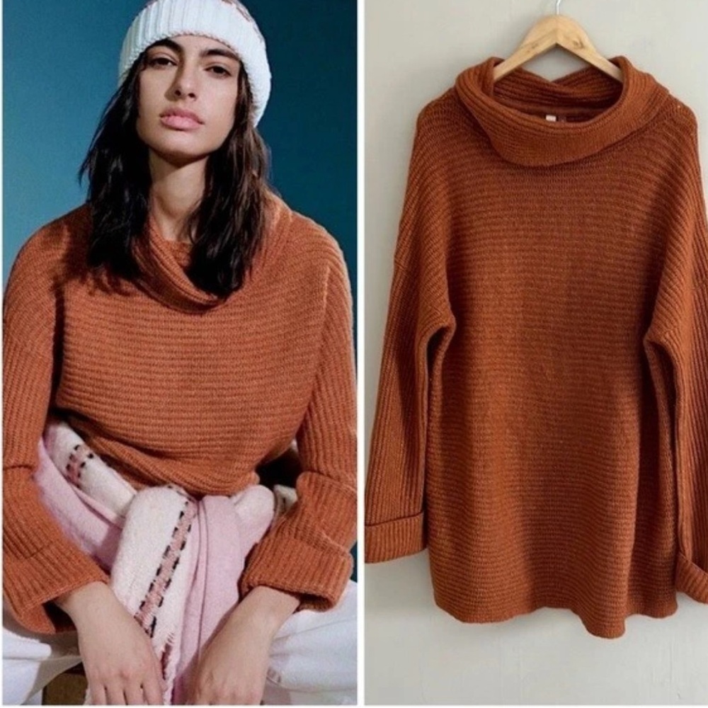 Pilcro Terracotta Cowl Neck Sweater